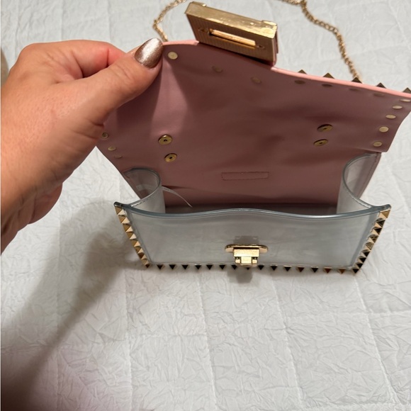 Pink and Gold Studded Women's Bag - Picture 4 of 6